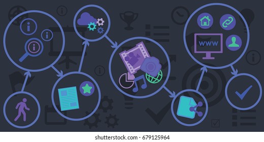 vector illustration of scheme with social media and digital content 