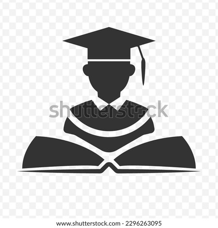 Vector illustration of scholar icon in dark color and transparent background(png).