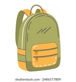 Vector illustration of school backpack isolated on white background. Back to school.