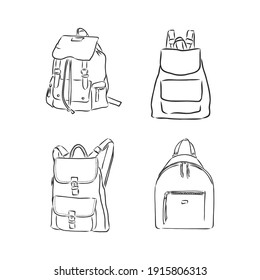 Vector Illustration Of School Bag - Back To School, Backpack Vector Sketch Illustration