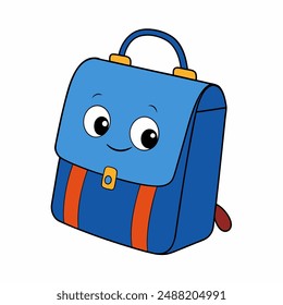 A vector illustration of a school bag with multiple compartments, side pockets, and adjustable shoulder straps.