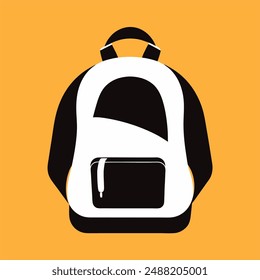 Una Ilustración vectorial de bolso escolar con múltiples compartimentos, bolsillos laterales y correas de hombro ajustables.