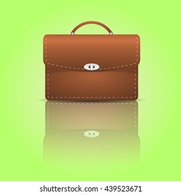 Vector illustration. School bag on a bright green background