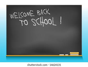 vector illustration of a school blackboard saying welcome back to school