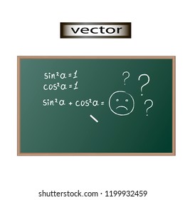 Vector illustration of a school Board could not solve the example equation in the classroom , lessons are not learned, do not know have not done your h