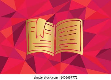 Vector Illustration of School Book Icon with Red Polygon and Geometric. Graphic Design for Template, Layout, Background, Poster and More.