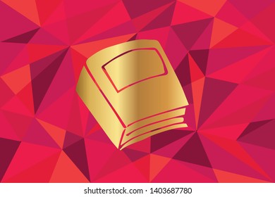 Vector Illustration of School Book Icon with Red Polygon and Geometric. Graphic Design for Template, Layout, Background, Poster and More.