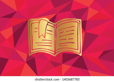 Vector Illustration of School Book Icon with Red Polygon and Geometric. Graphic Design for Template, Layout, Background, Poster and More.