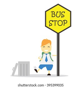 Vector illustration - school boy in blue uniform sets with different poses
