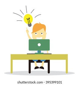 Vector illustration - school boy in blue uniform sets with different poses