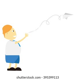 Vector illustration - school boy in blue uniform sets with different poses