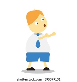 Vector illustration - school boy in blue uniform sets with different poses