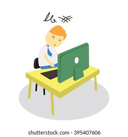 Vector illustration - school boy in blue uniform sets with different poses