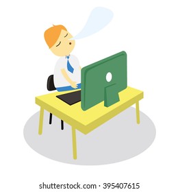Vector illustration - school boy in blue uniform sets with different poses