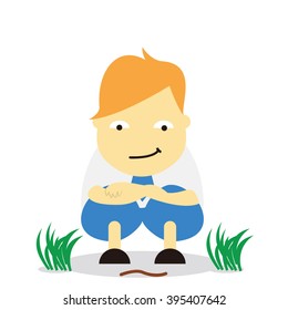 Vector illustration - school boy in blue uniform sets with different poses