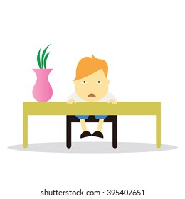 Vector illustration - school boy in blue uniform sets with different poses