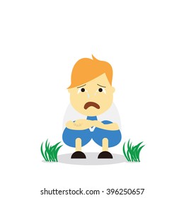 Vector illustration - school boy in blue uniform sets with different poses