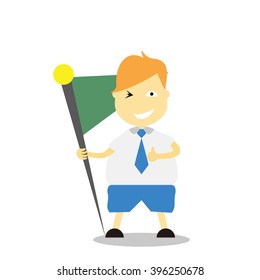 Vector illustration - school boy in blue uniform sets with different poses