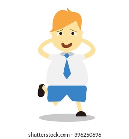 Vector illustration - school boy in blue uniform sets with different poses