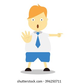 Vector illustration - school boy in blue uniform sets with different poses