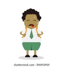 Vector illustration - school boy in green uniform sets with different poses