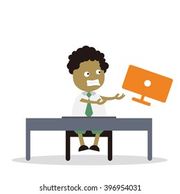Vector illustration - school boy in green uniform sets with different poses