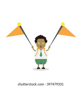 Vector illustration - school boy in green uniform sets with different poses