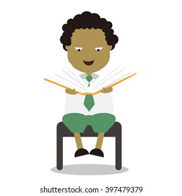 Vector illustration - school boy in green uniform sets with different poses