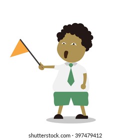 Vector illustration - school boy in green uniform sets with different poses