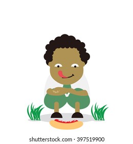 Vector illustration - school boy in green uniform sets with different poses