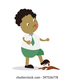 Vector illustration - school boy in green uniform sets with different poses