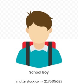 Vector Illustration Of School Boy Icon In Dark Color And Transparent Background(png).