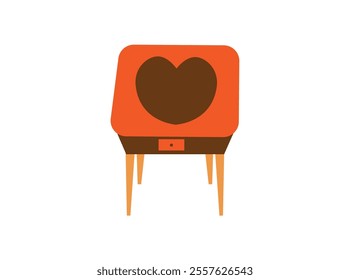 vector illustration of school boy sitting on table.Cartoon little boy studying on the table.