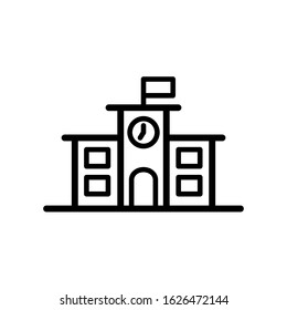 Vector, illustration, school building icon. Line design template