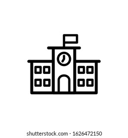 Vector, illustration, school building icon. Line design template