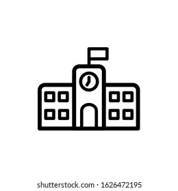 Vector, illustration, school building icon. Line design template