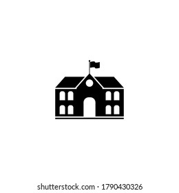 vector illustration of a school building for icons or symbols. black