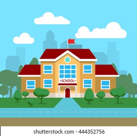 Vector illustration of school building, for poster or banner, etc.