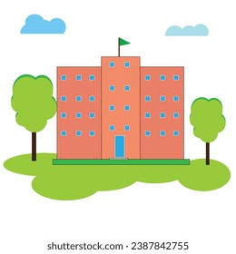 Vector illustration of school building. Welcome back to school.Buildings for city construction. Flat style. Eps 10