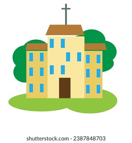 Vector illustration of school building. Welcome back to school.Buildings for city construction. Flat style. Eps 10