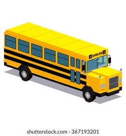 Vector Illustration Of School Bus Car Isolated On White Background