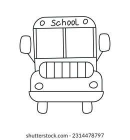 Ilustración vectorial de un autobús escolar en estilo doodle. Aislado sobre fondo blanco