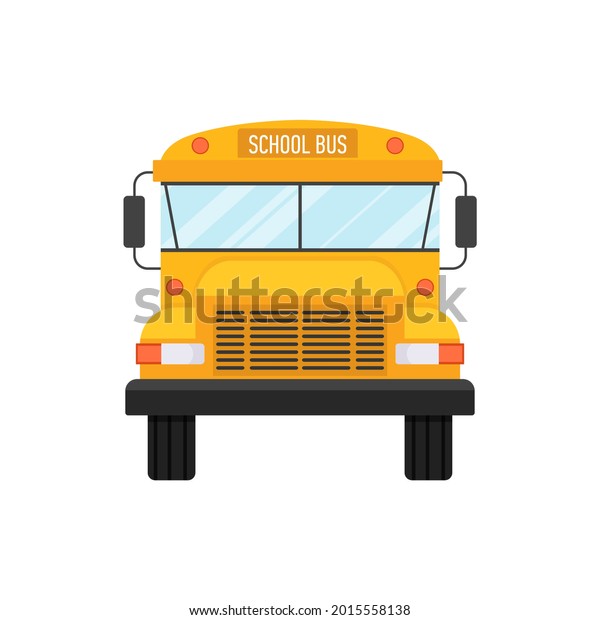 Vector illustration of school bus frontal view\
isolated on the white\
background