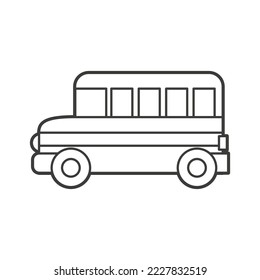 Vector Illustration of an school bus. Icon style with black outline. Logo design. Coloring book for children
