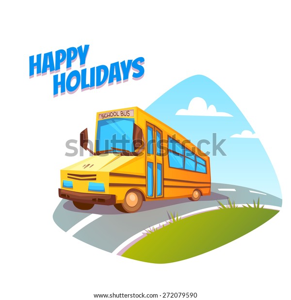 Vector\
illustration of school bus on\
background.