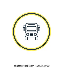 Vector Illustration Of School Bus Outline. Beautiful Education Element Also Can Be Used As Car Element.