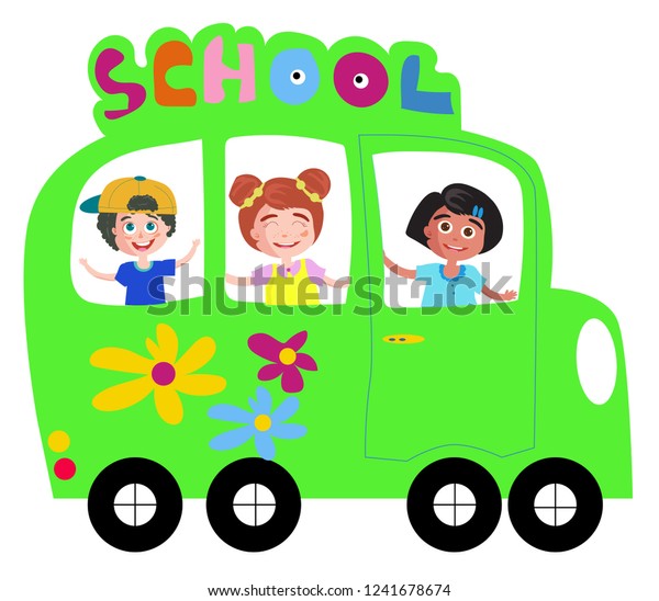 Vector illustration of\
school bus student