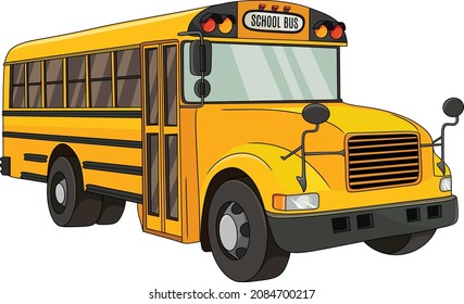 Ilustración vectorial de la caricatura en color amarillo del Autobús Escolar