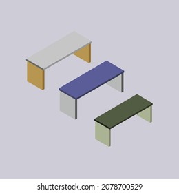Ilustración vectorial de la silla escolar, perspectiva lateral. Aislado sobre fondo blanco