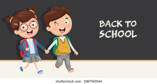 Vector Illustration Of School Children